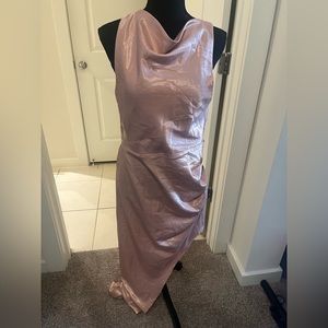 Blush high low lace back dress